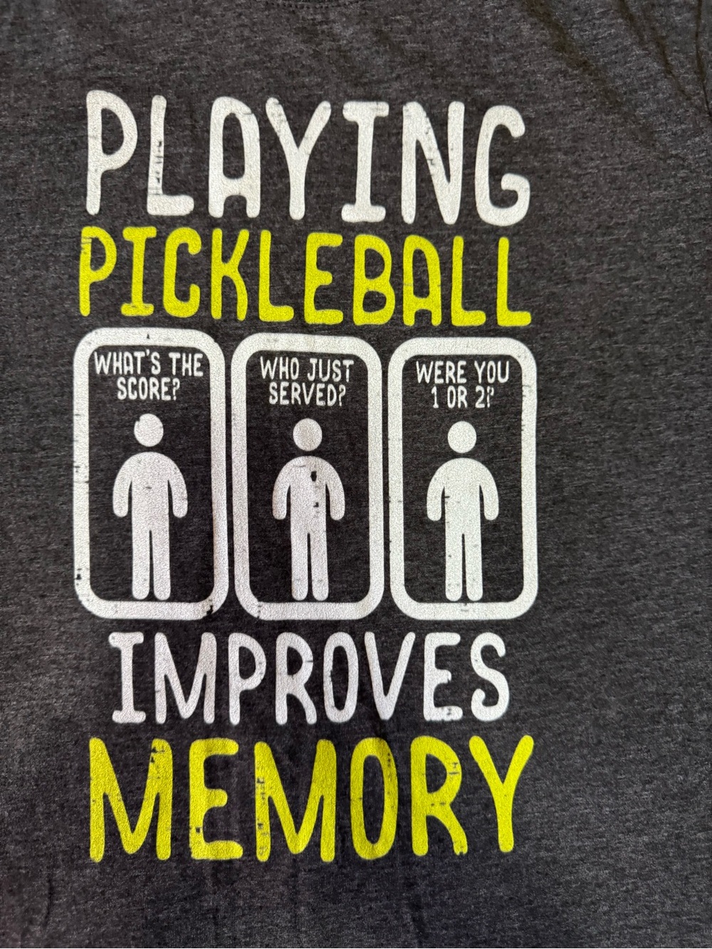 Playing Pickleball Improves Memory Women’s M Funny Graphic T Shirt Gray